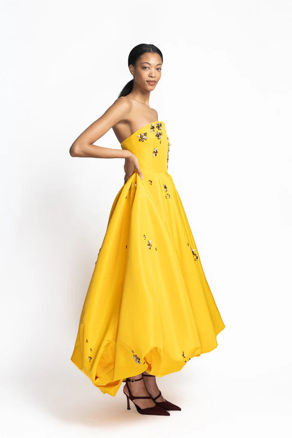 Marigold Faille Gown with Bubble Hem