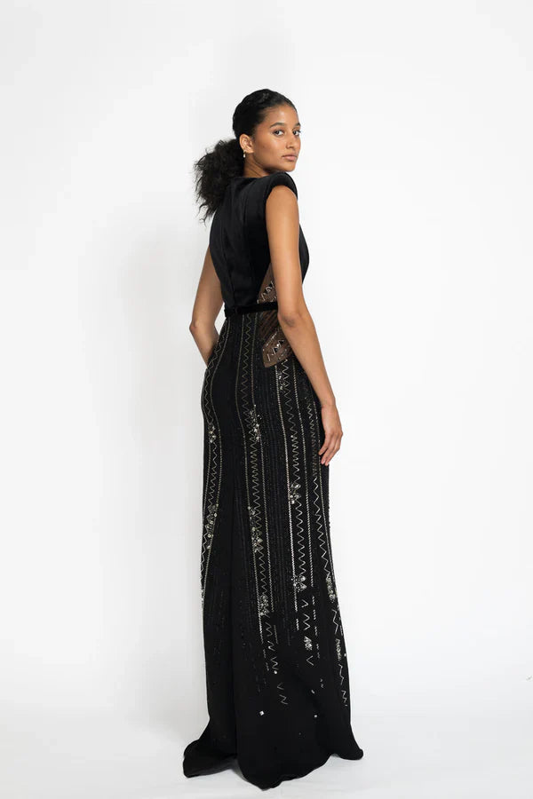 Monsoon Light Embroidery Column Gown