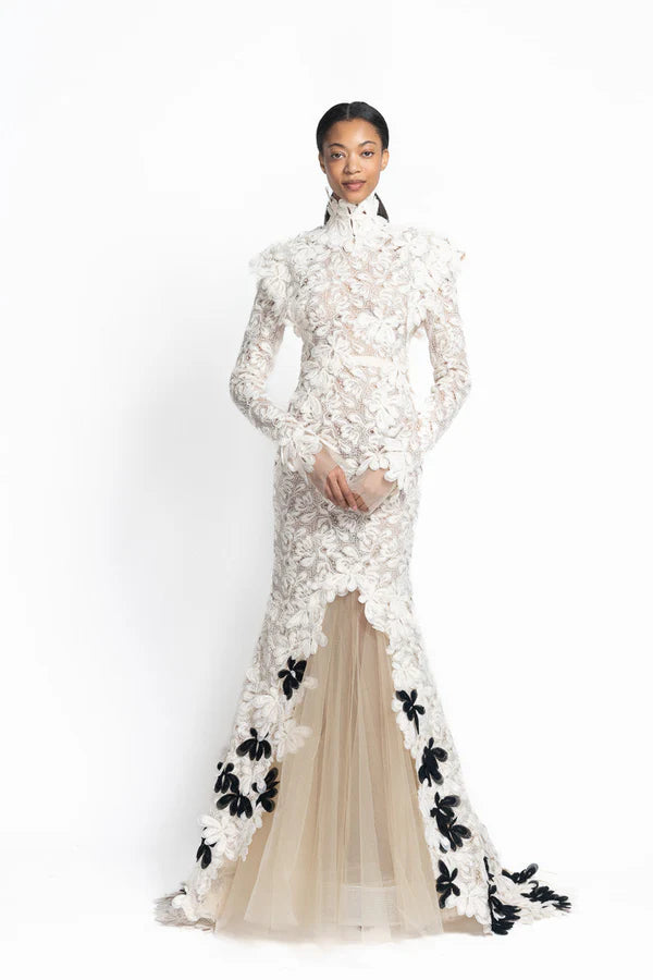 Ivory Padma Lace and Tulle Gown