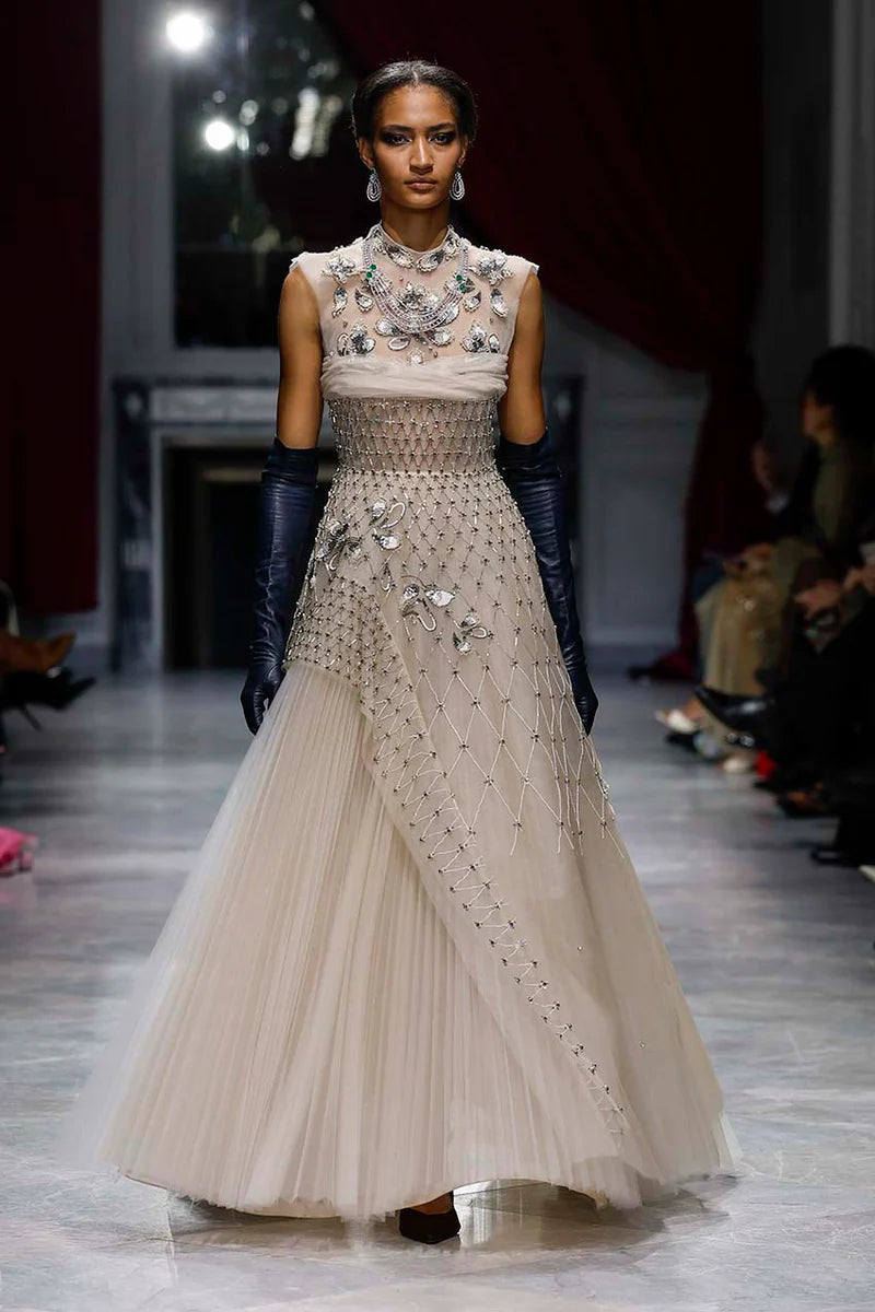 Light Sand Tulle Ball Gown