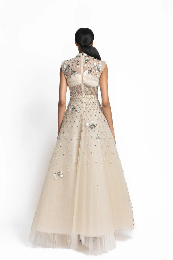Light Sand Tulle Ball Gown