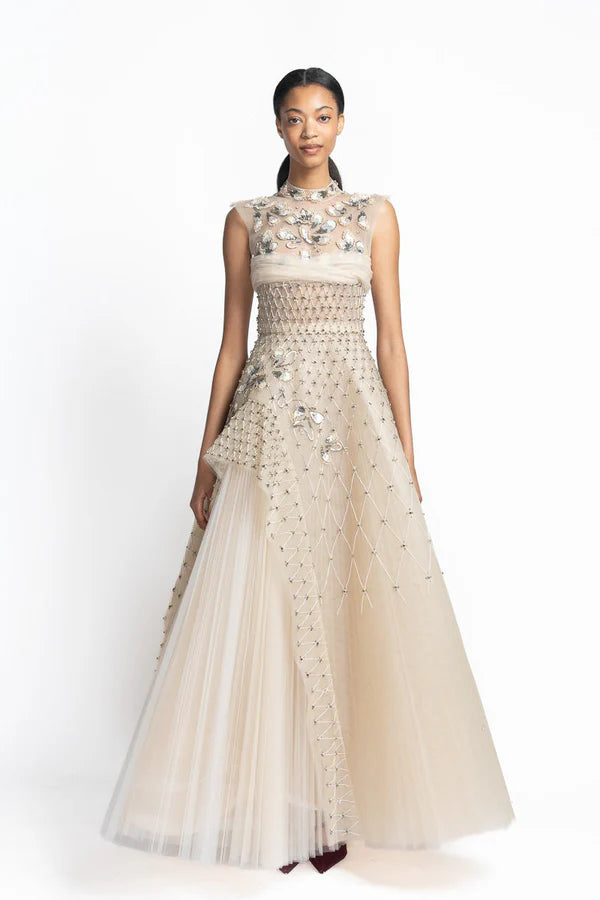 Light Sand Tulle Ball Gown