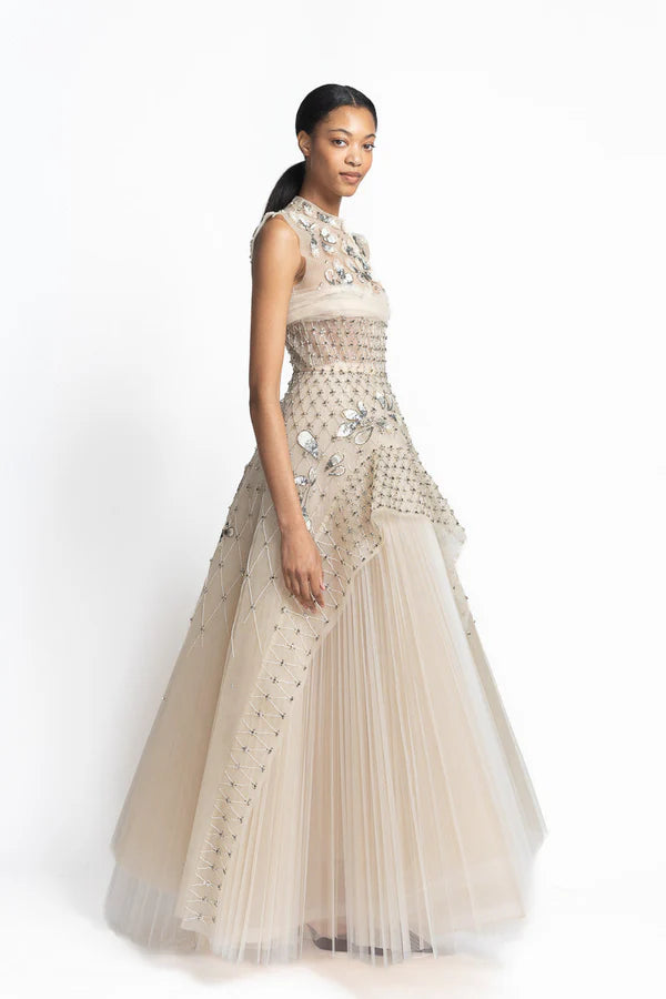 Light Sand Tulle Ball Gown