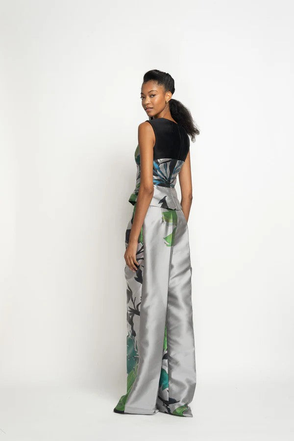 Silver Lata Print Barathea Trousers