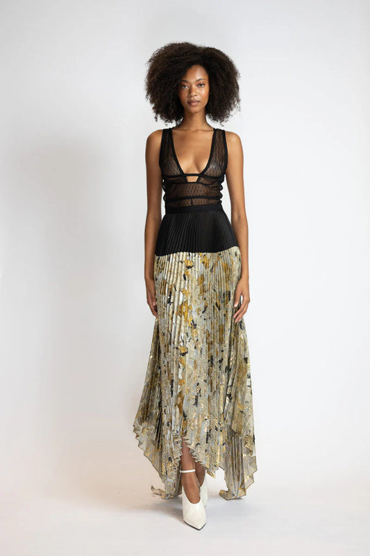 Pleated Skirt With Asymmetrical Hem