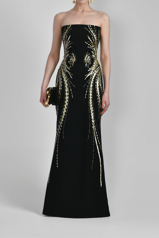 Canton Crepe Strapless Gown