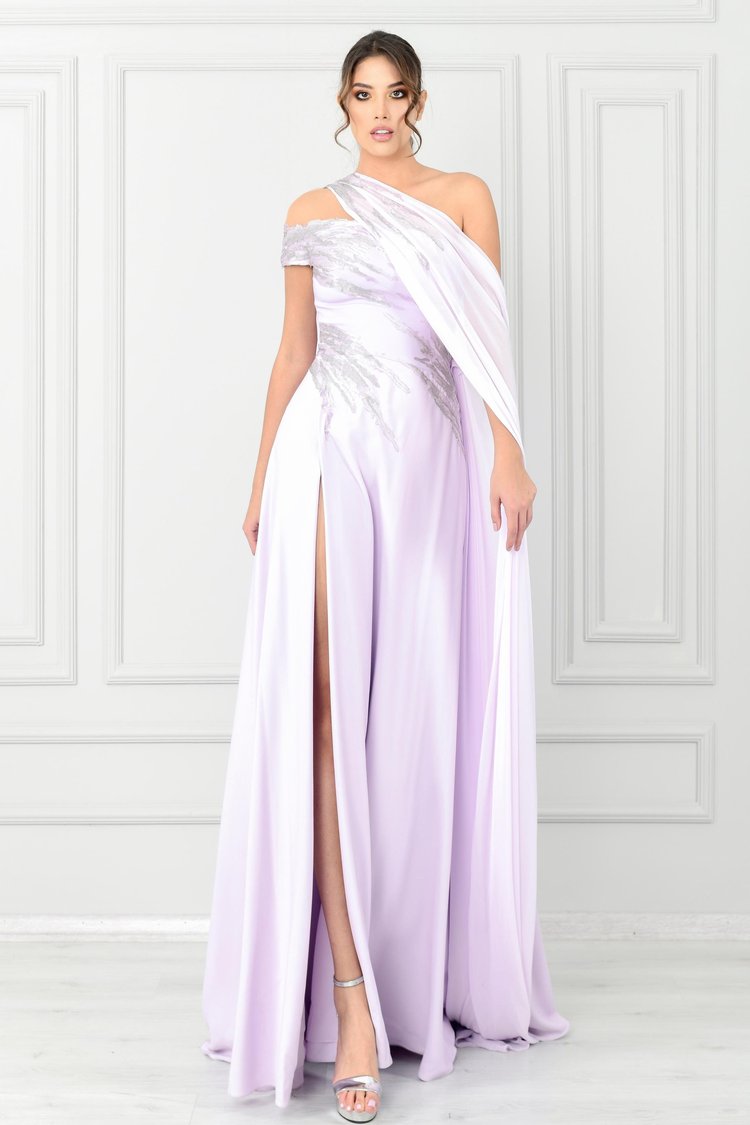 Draped Slit Gown
