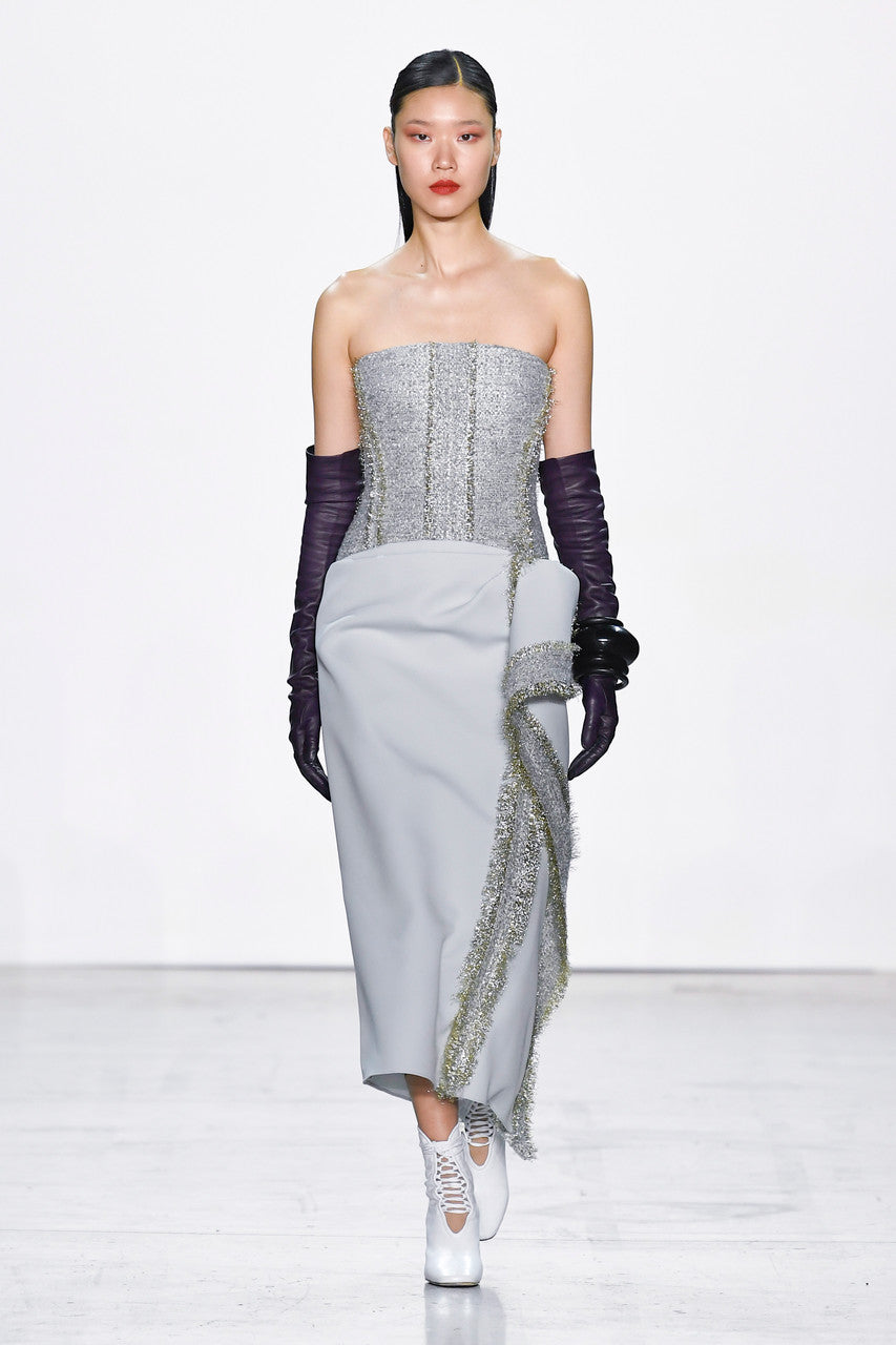 Tweed Cady Strapless Dress
