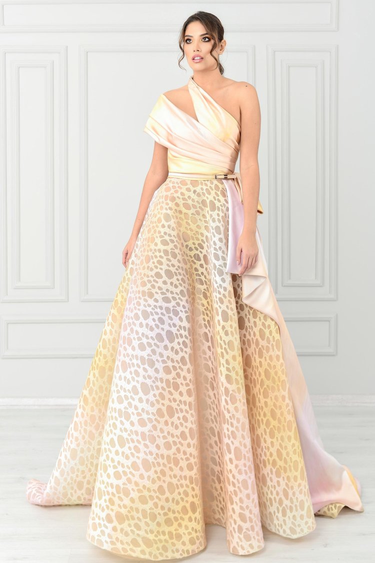 One Shoulder A-Line Gown