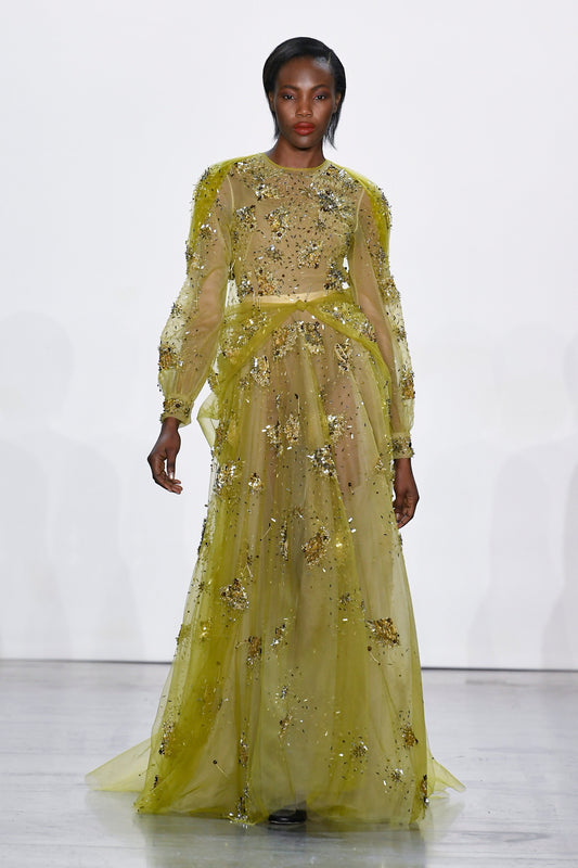 Faille Color Blocked Gown