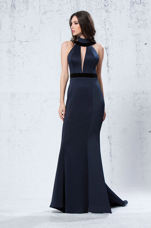 Fit and Flare Gown with Illusion Bodice