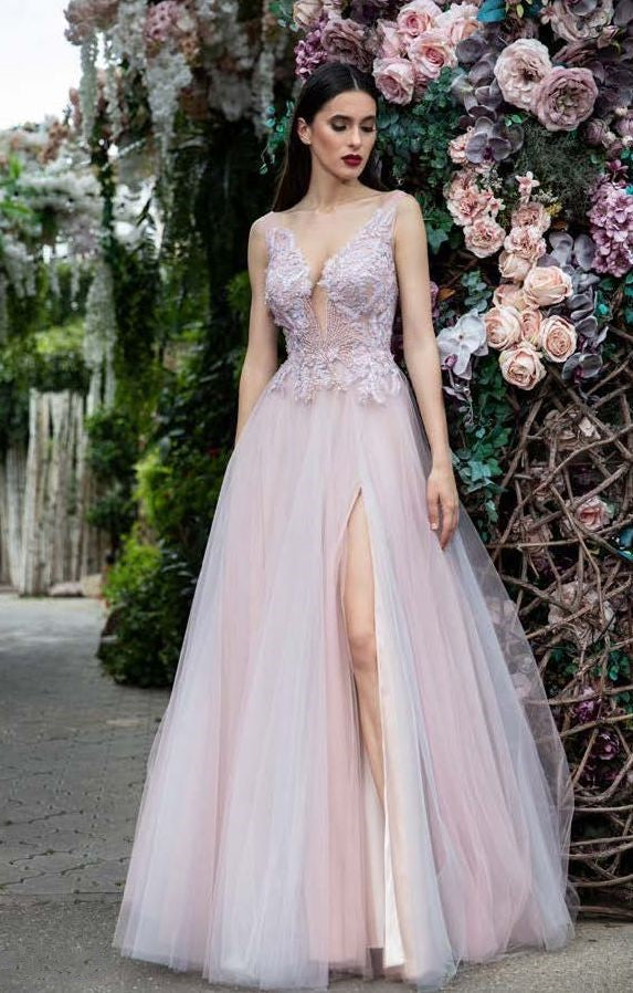Embroidered Sleeveless Gown