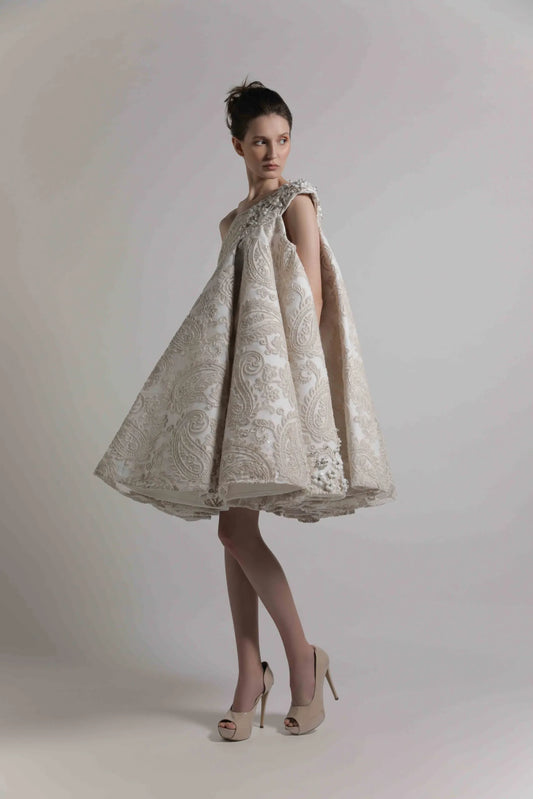 Beaded One Shoulder Cocktail Dress
