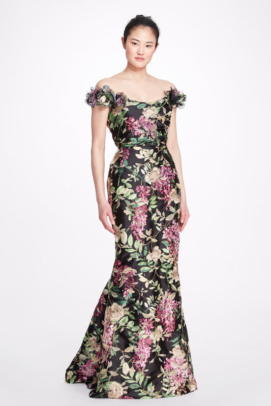 Off Shoulder Floral Gown