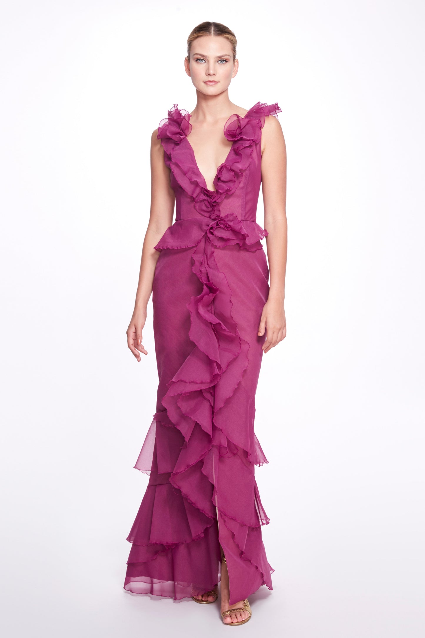 Ruffle Gown with Slit