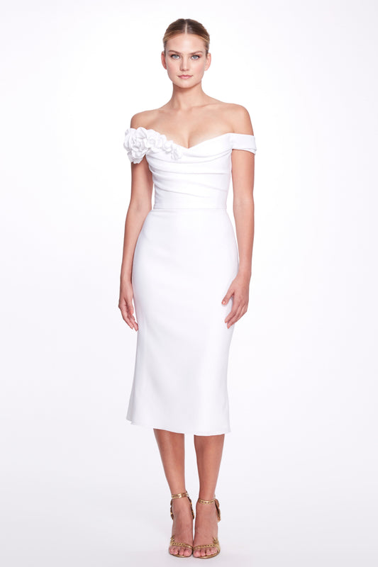 Crepe White Cocktail Dress