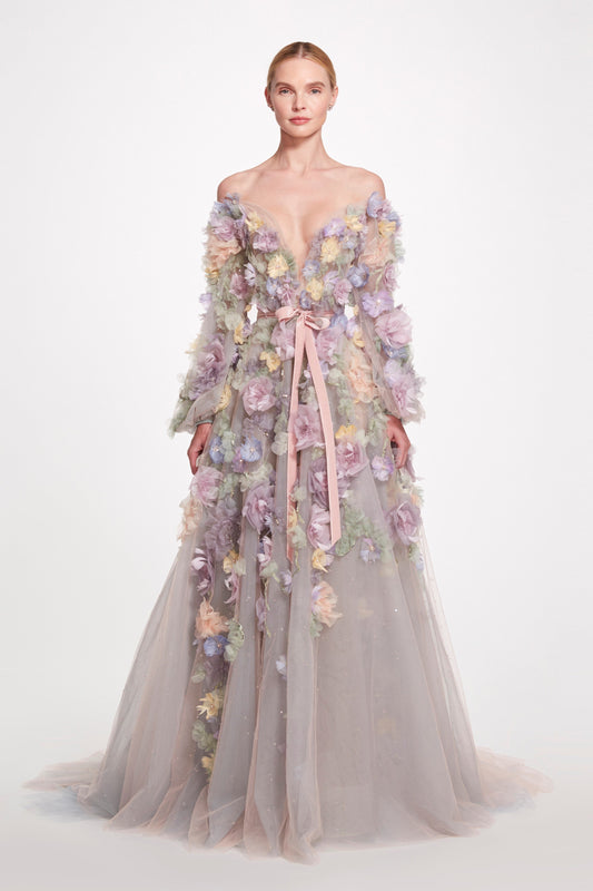 Off the Shoulder Tulle Ball Gown