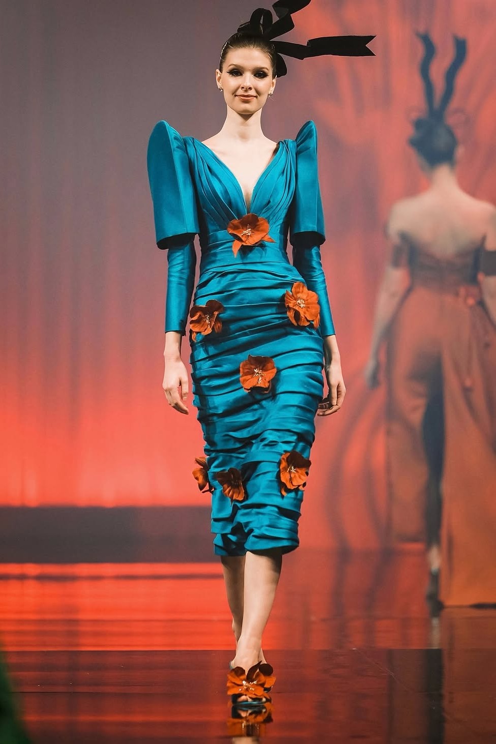 Floral Applique Midi Dress