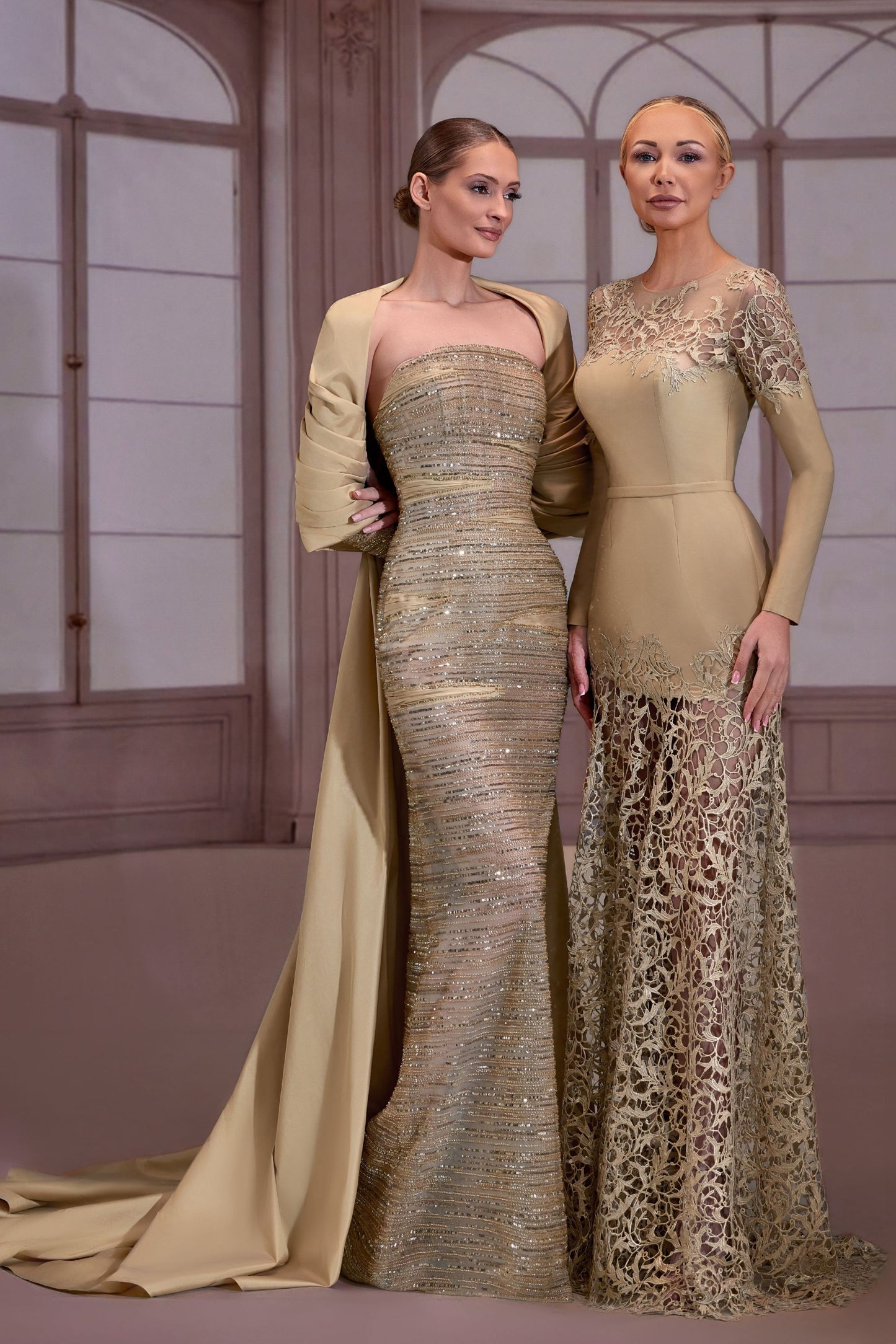 Golden Beehive Lace Dress