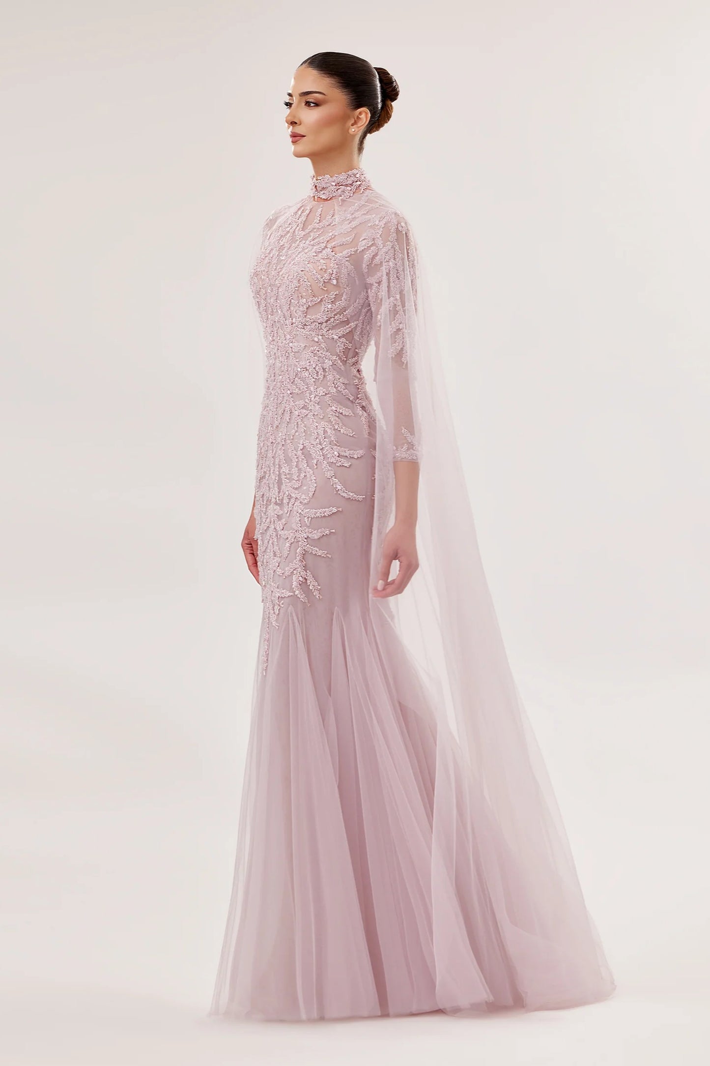 High-Neck Mermaid Gown with Swarovski Embroidery