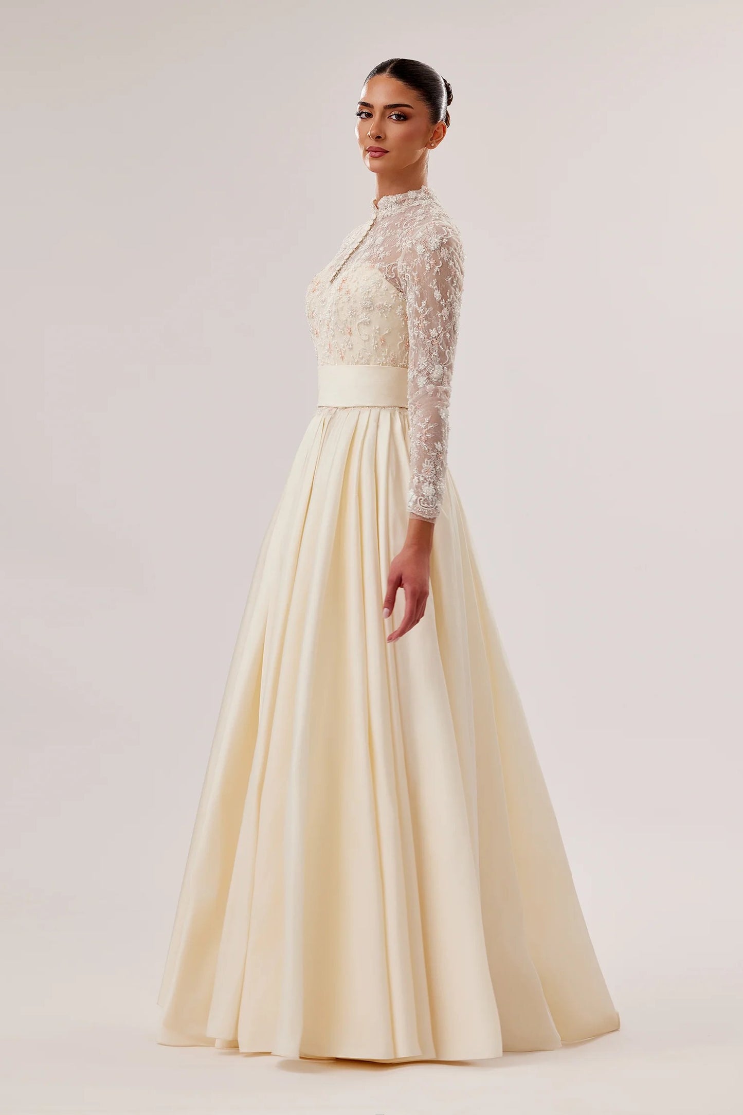 Tafta A-Line Gown with Draped Skirt