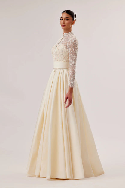 Tafta A-Line Gown with Draped Skirt