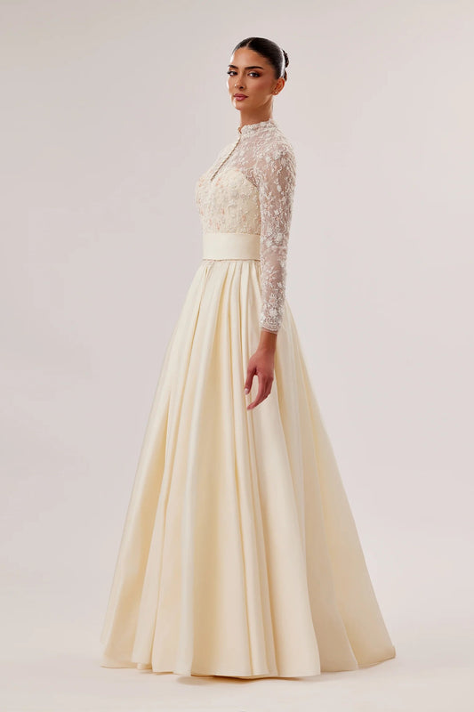 Tafta A-Line Gown with Draped Skirt