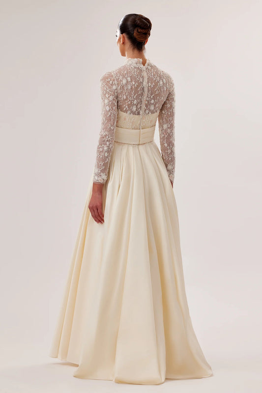 Tafta A-Line Gown with Draped Skirt