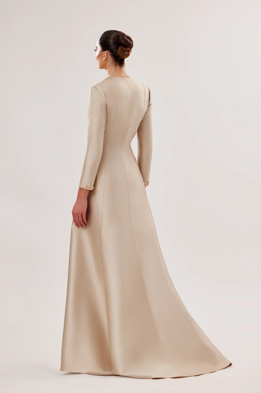 Crepe Sweetheart Gown with Mikado Embroidered Jacket