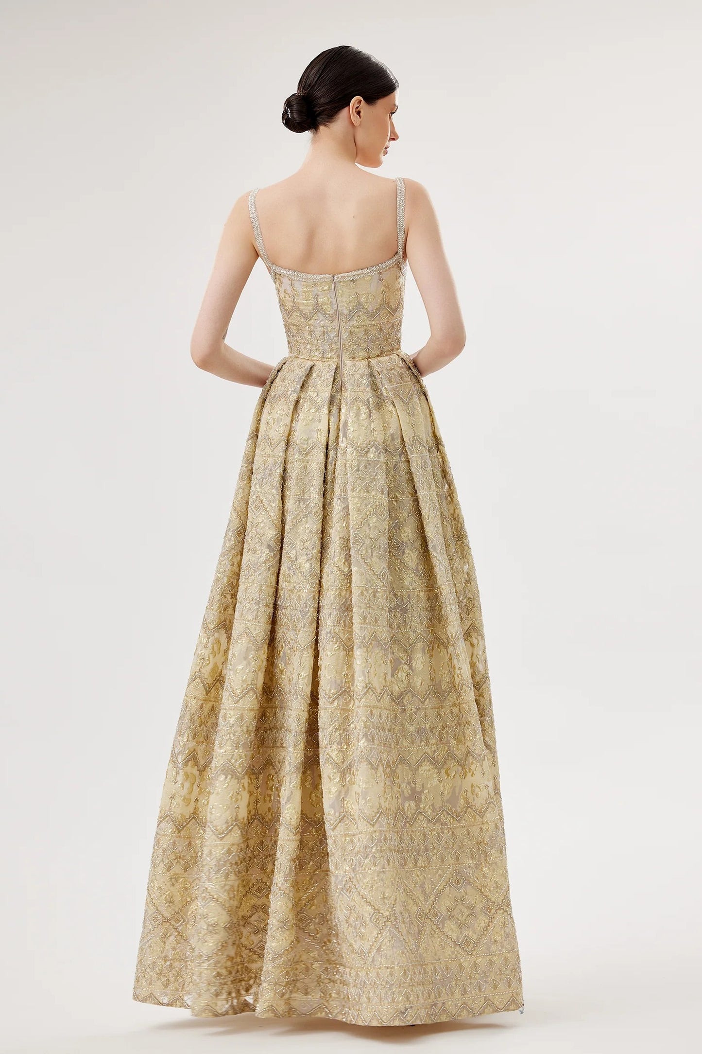 Embroidered A-line Gown
