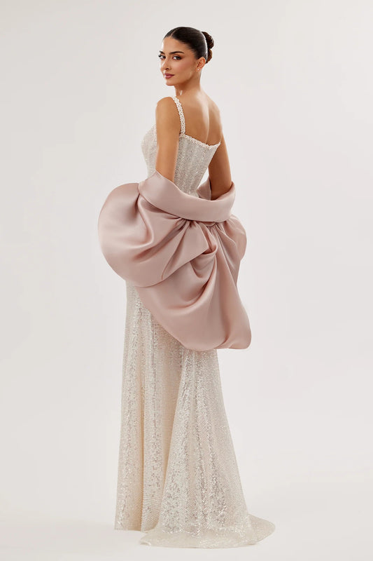 Embroidered Gown with Bolero Jacket
