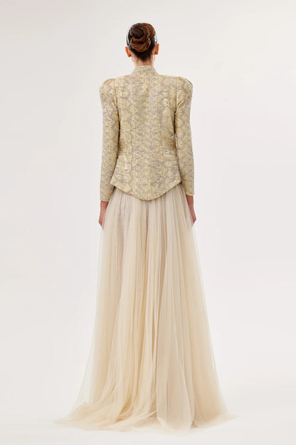 Sweetheart Tulle Corset Gown with Embroidered Jacket