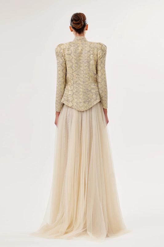 Sweetheart Tulle Corset Gown with Embroidered Jacket