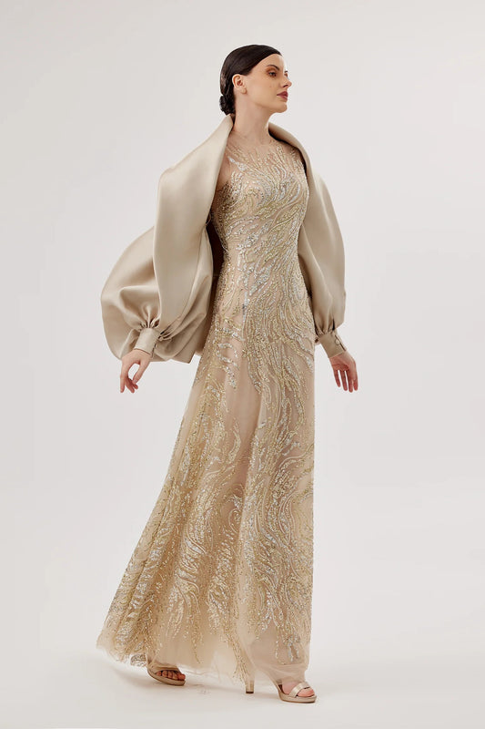Embroidered Dress with Bolero Jacket