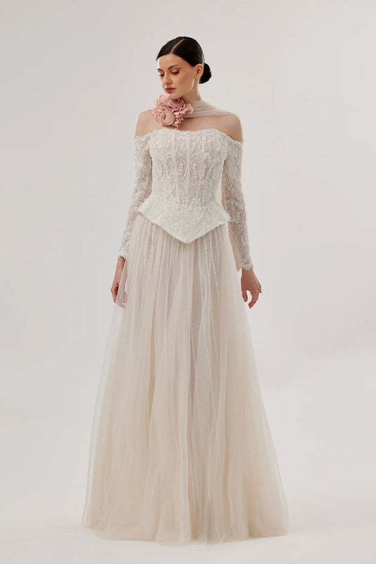 Lace Corset Set and Layered Tulle Skirt