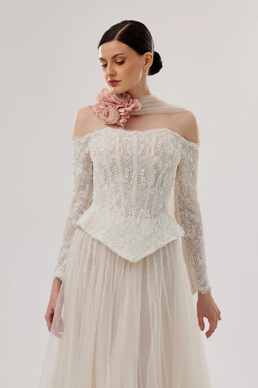 Lace Corset Set and Layered Tulle Skirt