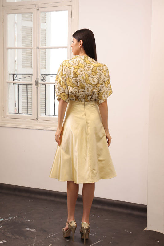 Pale Yellow Silk Satin Dress