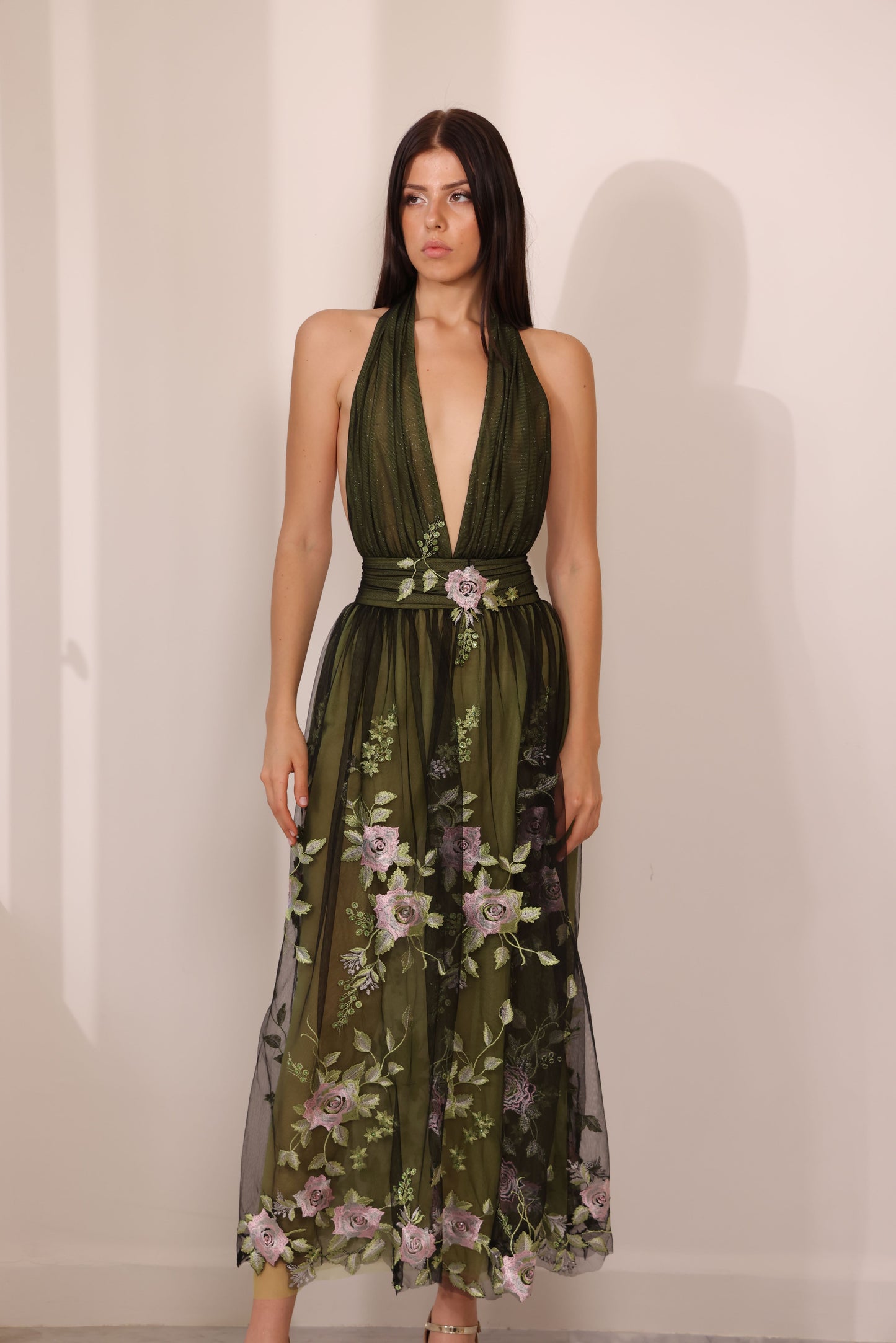 Floral Embroidered Tulle Dress
