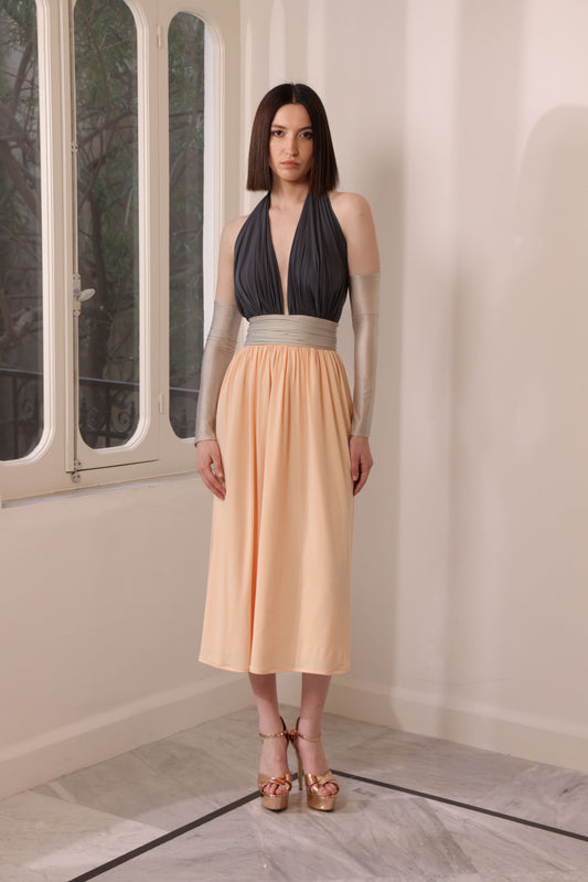 Tri-Color Jersey Dress