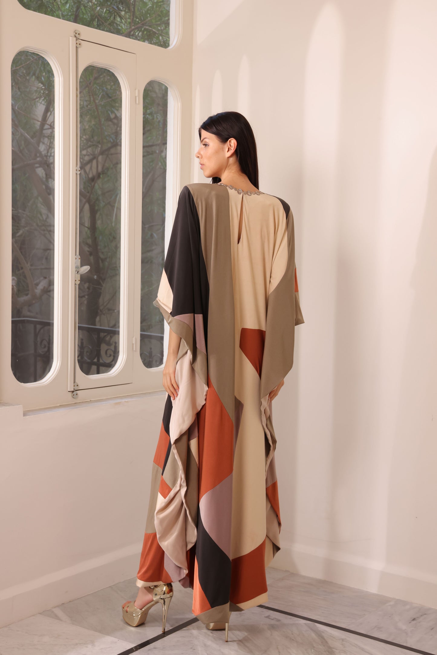 Patchwork Silk Jersey Kaftan