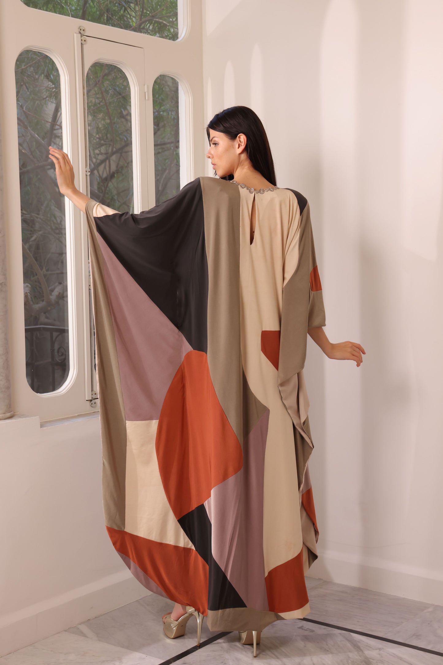 Patchwork Silk Jersey Kaftan