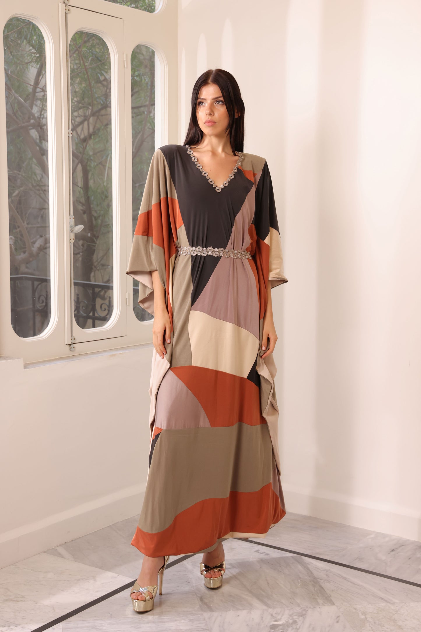 Patchwork Silk Jersey Kaftan