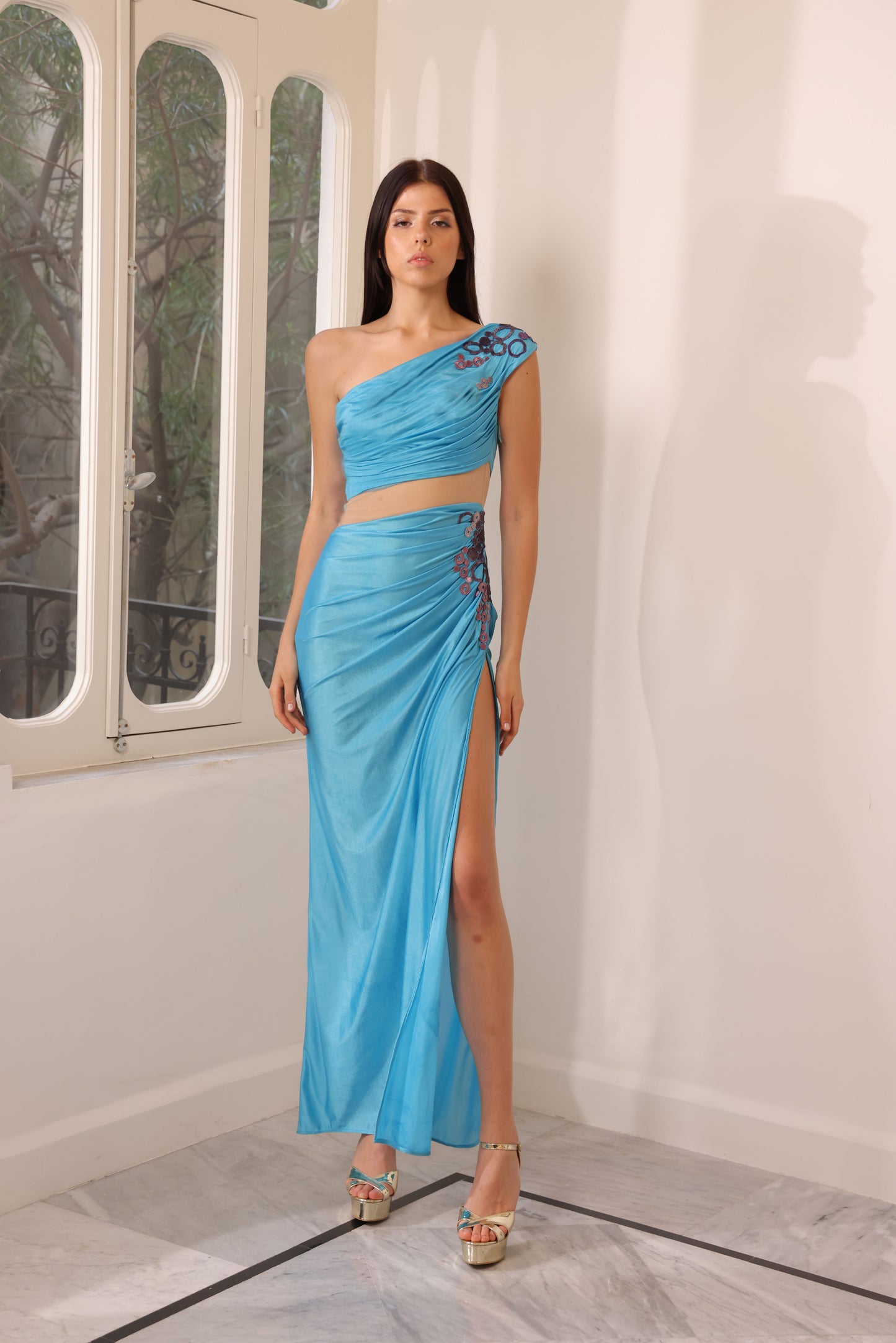 Silk Blue Jersey Gown