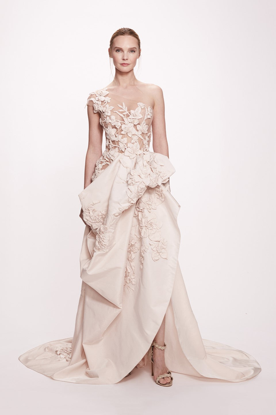 Illusion Tulle and Silk Gown