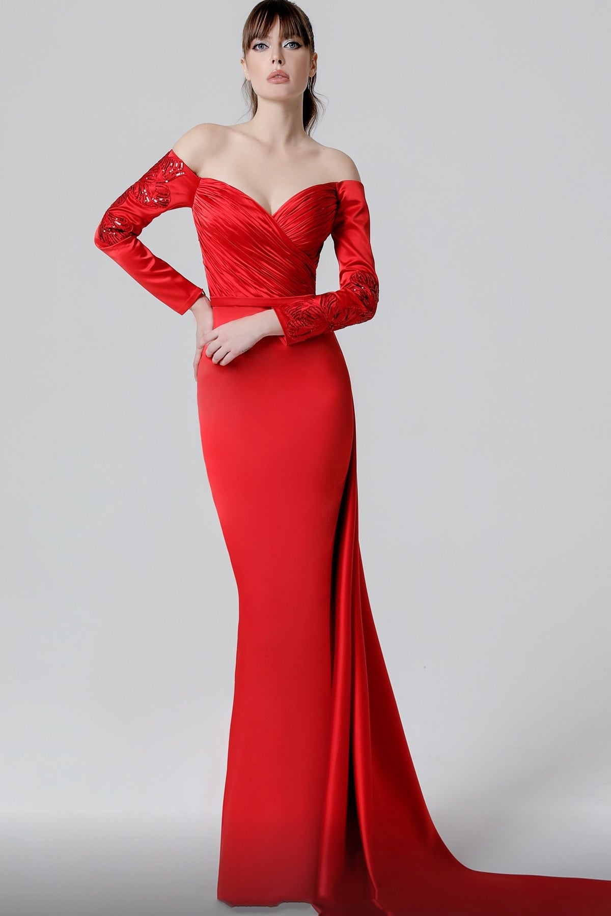 Off Shoulder Sheath Gown