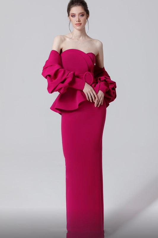 Long Sleeve Off Shoulder Gown