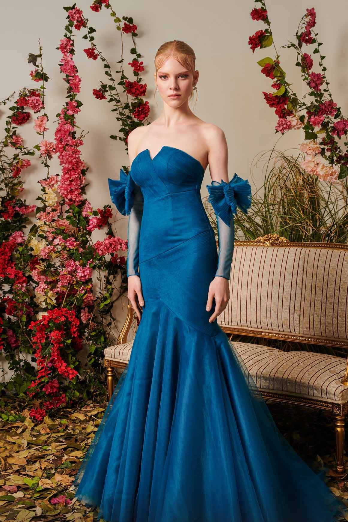 Strapless Fit and Flare Trumpet Gown