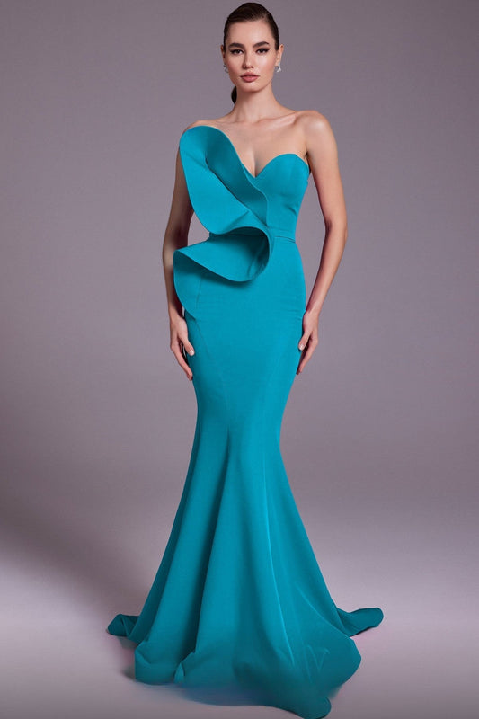 Sculpted Crepe Trumpet Gown