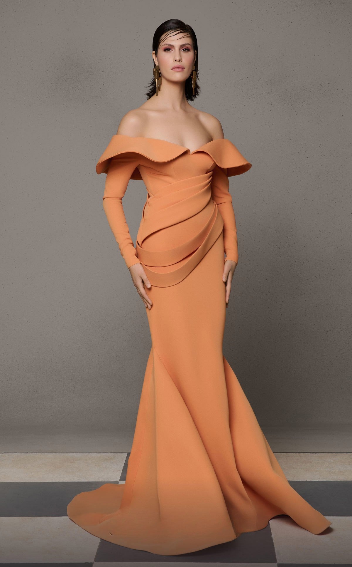 Draped Crepe Mermaid Gown