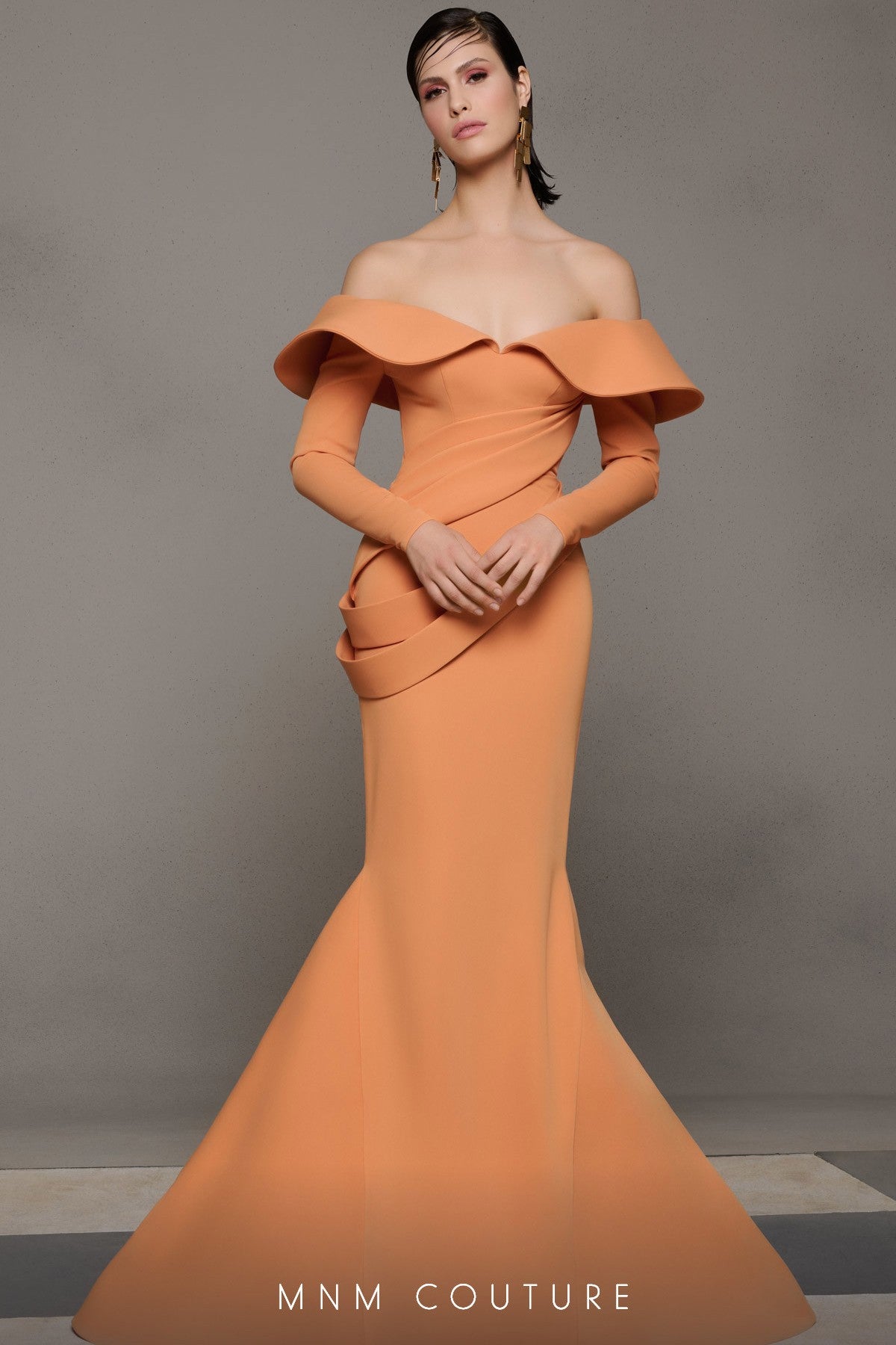 Draped Crepe Mermaid Gown